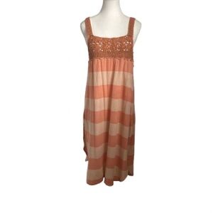 We The Free Striped Midi Dress in Orange and Cream